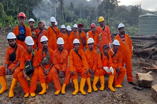 Field crew preparing for seismic line clearing operations